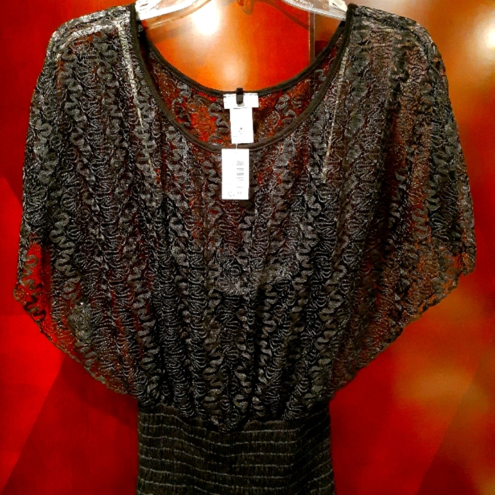 Lace see through short sleeve w/croptop beneath